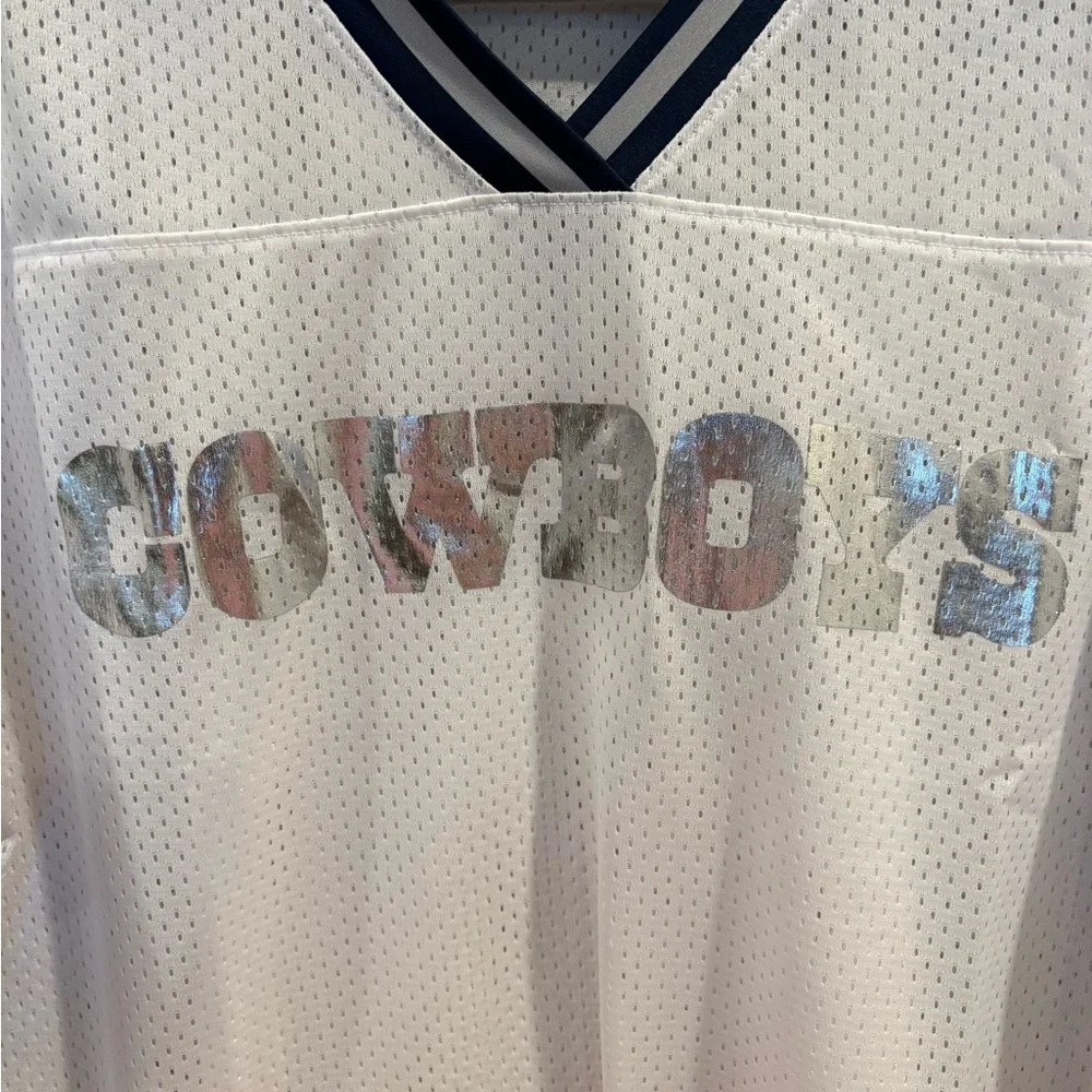 Lauren James Dallas Cowboys Women's Crop Top White Mesh Football Jersey Size XL - Picture 7 of 11